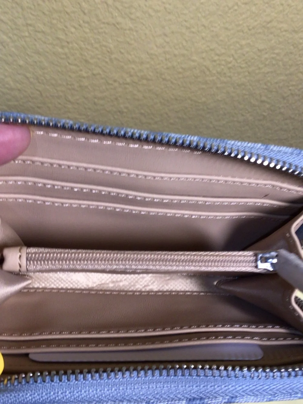 GUESS Denim Cherry Zip Around Wallet